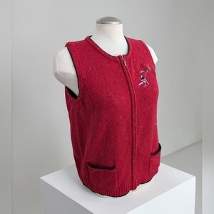 Northern Reflections Women's Red Cardinal Zip Up Vest Size Medium Cotton Blend